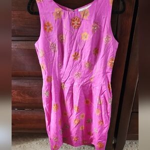 NWT Vintage Silk Beaded Sheath Pink Sleeveless Dress Y2K 90s Size US 8